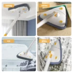UNTIOR 360° erweitertes Dreieck, multifunktionaler Mopp, Wring-Wasserpads, Wringfenster, Glas, Toilette, Badezimmer, Bodenreinigung 5