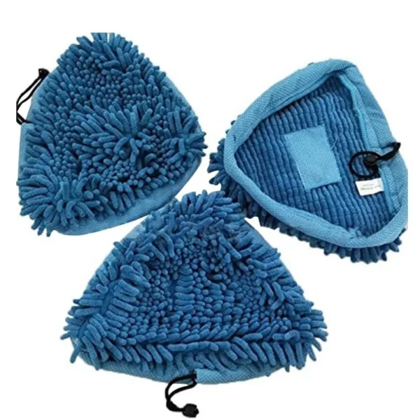 Blue Mop Ersatzpads Steam Mop Triangle Pads Blue Chenille kompatibel für H2O X5 H20 Ersatz waschbares Tuch
