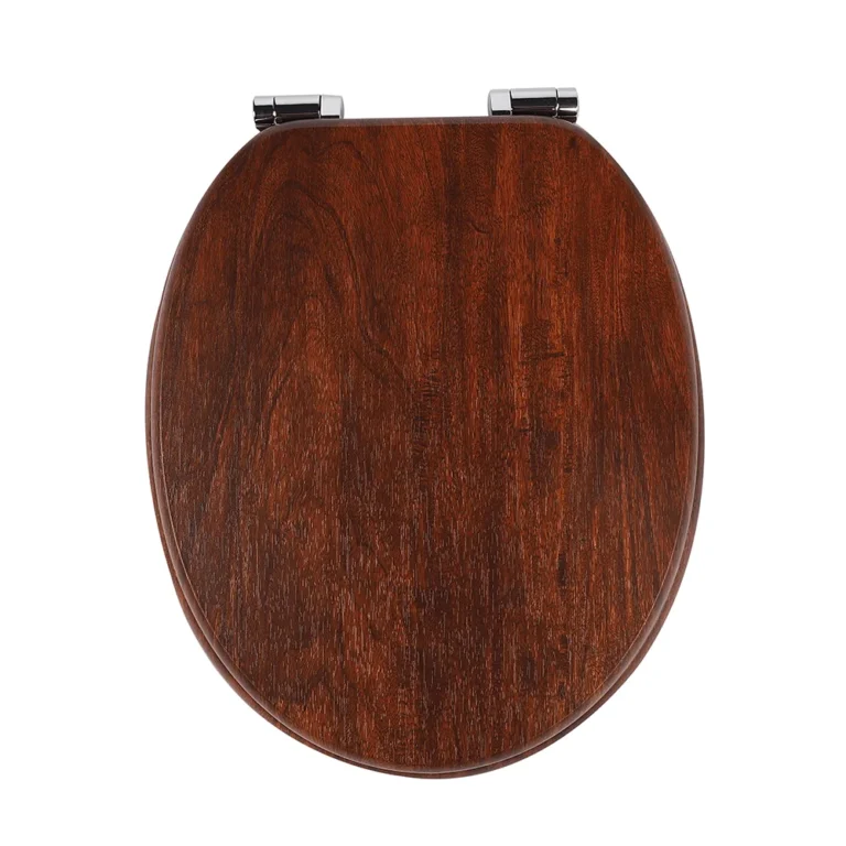 SINOBATH Toilettensitz Absenkautomatik Universelle MDF Toilettendeckel WC Sitz Holz Klobrille Tragfähigkeit 190 kg in Holzoptik 2