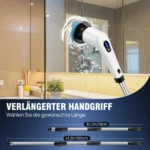 Elektrische Reinigungsbürste, IPX7 wasserdichte Badezimmer-Reinigungsbürste, langer Griff & 2 Geschwindigkeitsstufen, kabellose elektrische Reinigungsbürste mit 9 austauschbaren Bürstenköpfen für Küchen, Badezimmer, Waschbecken, Böden, Autos 6