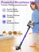 Grenintol Yoma-S100 Kabelloser Staubsauger, 70kPa Starke Saugkraft, 350W Bürstenloser Motor, 60 Minuten Laufzeit, 1,2L Großer Staubbehälter, Abnehmbarer Akku, Leichter Stiel- & Handstaubsauger für Zuhause 3
