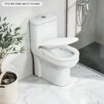 D-förmiger, nicht-elektrischer Bidet-Toilettensitz mit Doppeldüse, 3-Loch-Sprühfunktion für Vorder- und Rückseitenreinigung, wasserdruckbetrieben, sanft schließend, aus PP-Material, einfache Installation, selbstreinigende Düse, universelle Passform für Badezimmerhygiene und Körperpflege 2