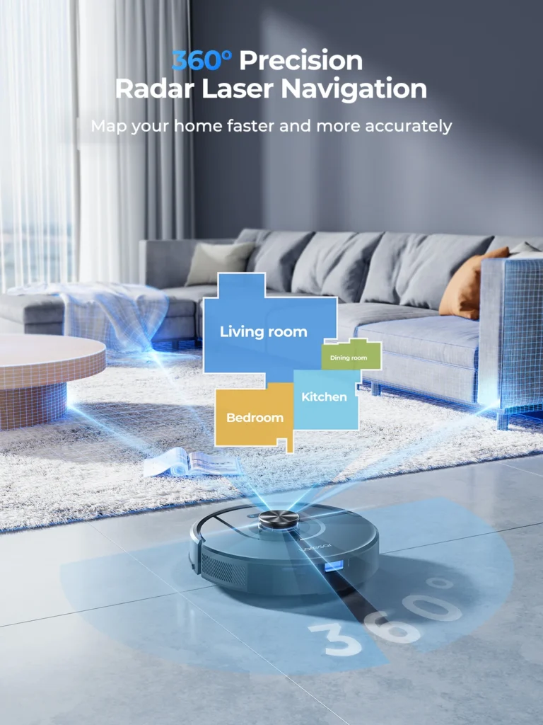 Laresar 01 Roboter-Staubsauger Mopp LDS Lidar-Navigation 5000 Pa Smart Planned Mapping Home Bodenwaschen Teppich Tierhaare reinigen 2