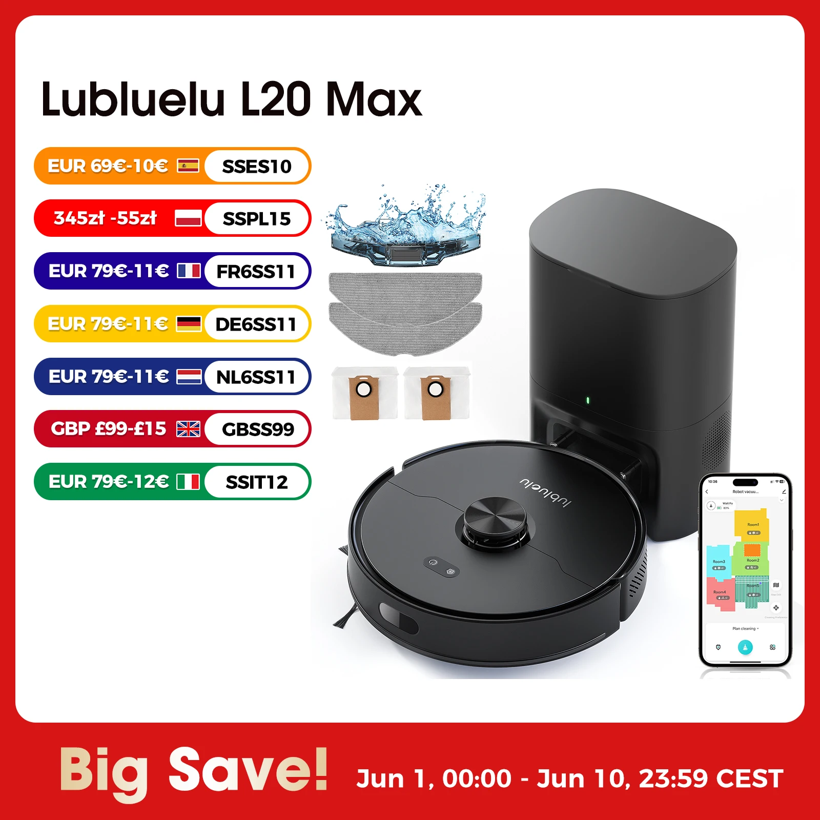 Lubluelu Selbstentleerender 3-in-1 Roboter-Staubsauger mit Wischfunktion - 6000Pa Saugkraft, LiDAR-Navigation, Großer Staubbehälter, Automatische Aufladung, Freihändig, 150min Laufzeit Lubluelu Selbstentleerender 3-in-1 Roboter-Staubsauger mit Wischfunktion - 6000Pa Saugkraft, LiDAR-Navigation, Großer Staubbehälter, Automatische Aufladung, Freihändig, 150min Laufzeit