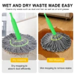 2-in-1 dehydrierter Bodenreinigungsmopp, 360 drehbar, verstellbarer Reinigungsmopp, Mikrofasermopp, nass und trocken, für Badezimmer/Büro/Zuhause 5