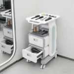 Beauty-Trolley mit Aufbewahrungsfächern, 2 Schubladen, 4 Rollen, Rollender Organizer, Make-up-Künstler-Desktop-Caddy mit Leichtgängigen Rollen 5
