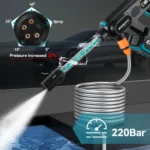 YOFIDRA 3-Gang Bürstenloser Hochdruck-Autowaschpistole 220 Bar Elektrische Wasch- und Sprühpistole für Makita 21V Akku 3