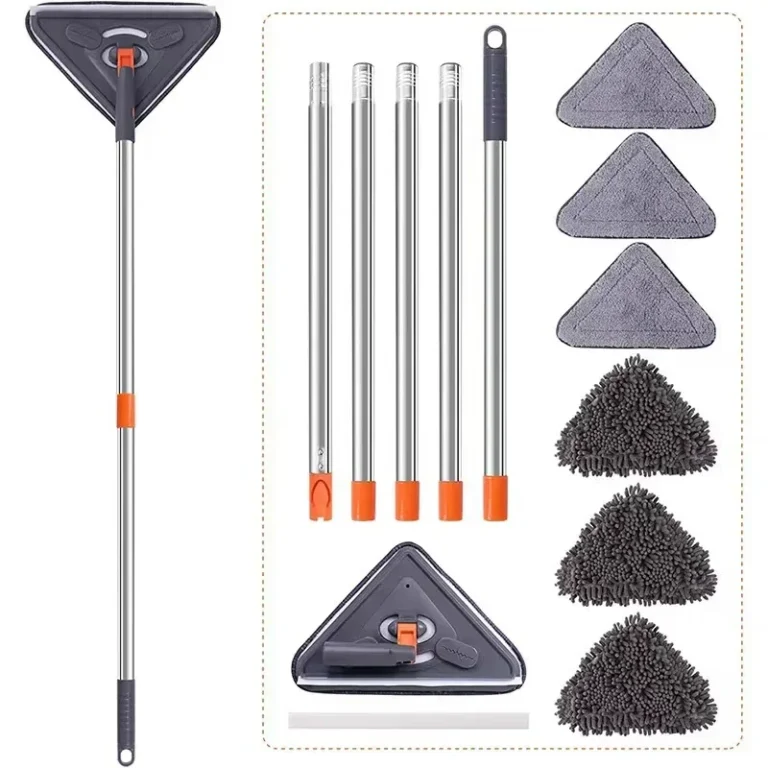 Verstellbares Wand- und Deckenreinigungsset mit 360° drehbarem Griff und wiederverwendbarem Reinigungstuch zum Abstauben und Waschen.