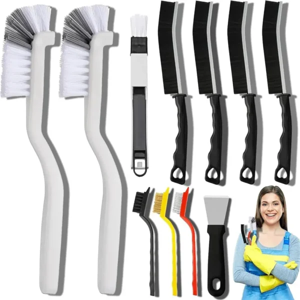 11-teiliges Fugenreinigungsbürsten-Set, Reinigungszubehör mit Hartborsten für Küche, Bad, Ecken, Fugen, Spüle, Tasse, Teekanne, Flasche
