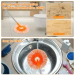 Mikrofaser-Mopp-Set, drehbar, rund, Reinigungsmopp, Wandreiniger mit 4 Pole und 4 Moppköpfen, Bodenwand, multifunktionales Reinigungswerkzeug 5