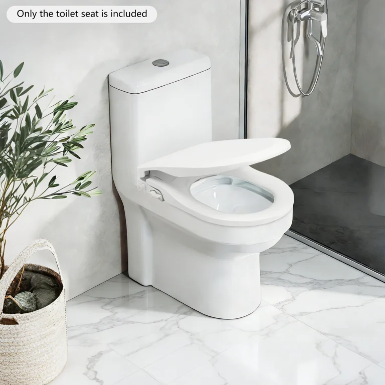 D-förmiger, nicht-elektrischer Bidet-Toilettensitz mit Doppeldüse, 3-Loch-Sprühfunktion für Vorder- und Rückseitenreinigung, wasserdruckbetrieben, sanft schließend, aus PP-Material, einfache Installation, selbstreinigende Düse, universelle Passform für Badezimmerhygiene und Körperpflege 2