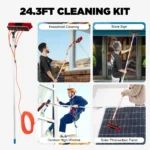 7,4 m wassergespeichertes Stangen-Fensterreinigungssystem – ausziehbare Aluminiumbürste mit 20 m Schlauch, Hochhaus- und Solarpanel-Reinigung 5
