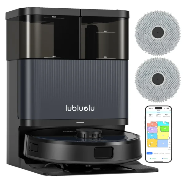 Lubluelu S1000 Roboter-Staubsauger mit Wischfunktion und Selbstreinigungsstation 10000Pa 75 ℃   Heißwasser-Wasch- und Trocknungsgerät für Teppiche zur Verbesserten Reinigung im Haushalt