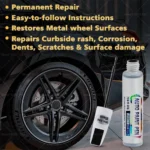 Glänzendes schwarzes Felgen-Ausbesserungslack-Rad-Reparaturset, schnelle und einfache Radkratzerreparatur, Felgenfarbe für die Reparatur von Autoräder in Grau und Silber 4