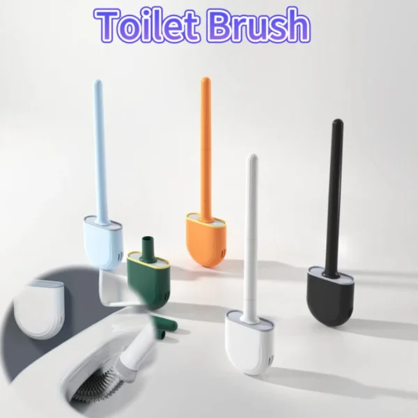 Hängender Toilettenbürstenreiniger aus Silikon mit langem Griff, flexibler Reiniger, Badezimmerbürste, schnell trocknender Halter, Badezimmerzubehör