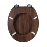 SINOBATH Universeller Toilettendeckel mit Absenkautomatik, WC-Sitz aus Holz, MDF-Toilettendeckel, Tragfähigkeit bis 190 kg, Zinklegierungsscharnier, antibakteriell und leicht zu reinigen, geeignet für 18-Zoll-Toiletten 7