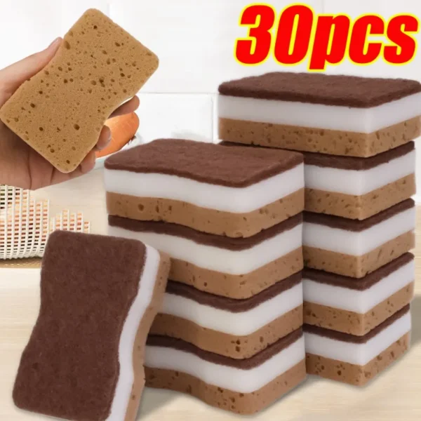 30/5pcs Peeling Schwämme doppelseitig verdickte Sand faser Seetang Schwamm Küche Geschirrs pül mittel Reinigungs tücher magische Scheuer schwämme