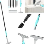 2 IN1 Bodenwischer mit langem Griff und Reinigung, Mikrofaser-Gummi-Rakel-Kombination, Haushalts-Bodenwischer mit 154 cm für die Wandreinigung