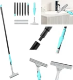 2 IN1 Bodenwischer mit langem Griff und Reinigung, Mikrofaser-Gummi-Rakel-Kombination, Haushalts-Bodenwischer mit 154 cm für die Wandreinigung