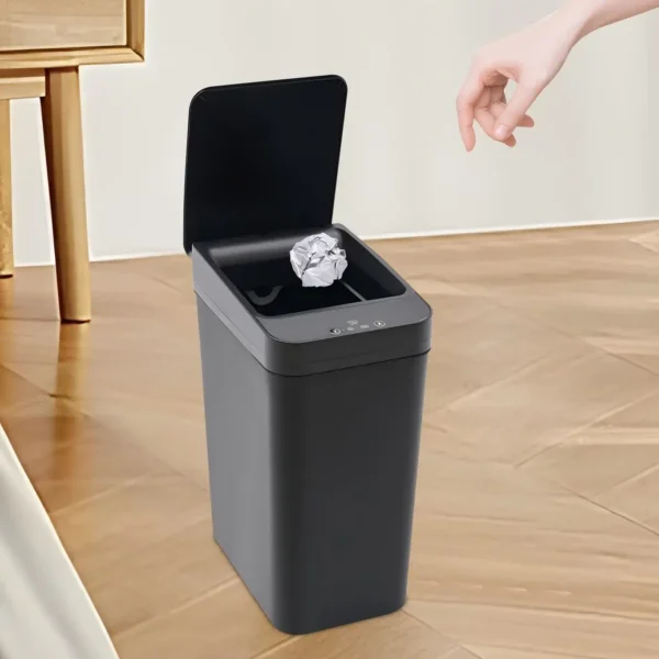 Smart Sensor Mülleimer, 9 l, automatisch, berührungslos und Handwellenöffnung, Küchen- und Badezimmerbehälter mit IPX3 wasserdicht, Schwarz/Weiß/Grau