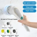 Homefish Fünf-in-Eins Multifunktionale Elektrische Reinigungsbürste für Badezimmer und Küchenreinigung 2