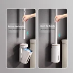 Wandmontierte Einweg-Toilettenbürste für Zuhause, austauschbare Toilettenbürste, Badezimmer-Reinigungswerkzeuge, WC-Badezimmerzubehör 4