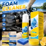 Auto-Mehrzweck-Schaumreiniger-Spray für den Innenraum mit Schwammtuch, Zitronenduft, für Ledersitze, Armaturenbrett, Stofffleckenentfernung.