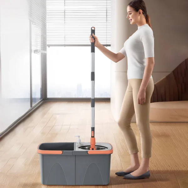 Neue abnehmbare Doppeleimer Mop Spin Mop Bucket Sets 360° °   Spinning Floor Cleaning Mop Wiederverwendbare Mikrofaserköpfe Home Lazy Mop