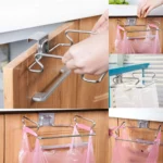 Platzsparendes Küchenregal, Edelstahl-Schranktür-Hängeregal für Müllbeutelhalter.