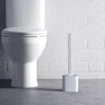 Toilettenbürste, wasserlaufsicher, mit Sockel, Silikon, flacher Wc-Flachkopf, flexible Bürste mit weichen Borsten und schnell trocknendem Halter-Set 2