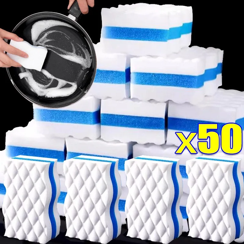 3-lagige magische Schwamm-Radiergummi-Reinigungspads für Badezimmer, Küche, Boden, Badewanne, Toilette, Fußleiste, Wandreiniger, blau-weißer Schwamm 3-lagige magische Schwamm-Radiergummi-Reinigungspads für Badezimmer, Küche, Boden, Badewanne, Toilette, Fußleiste, Wandreiniger, blau-weißer Schwamm