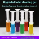 Toilettenreiniger-Gel Frische Blumen Toiletten-Gel-Stempel Stoppt Luftgeruch Deodorant Schüssel und Kalkablagerungen Erfrischend für Toilette mit Flecken G4C8 4