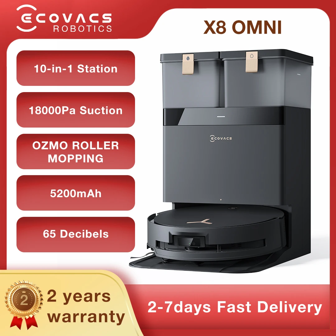 ECOVACS DEEBOT X8 OMNI 18.000Pa Ozmo Roller Smart Cleaning Robot Staubsauger Roboter Housekeeping Saugmopp App-Steuerung ECOVACS DEEBOT X8 OMNI 18.000Pa Ozmo Roller Smart Cleaning Robot Staubsauger Roboter Housekeeping Saugmopp App-Steuerung