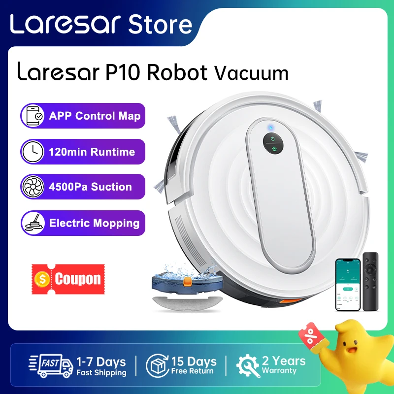 Laresar P10 Kabelloser Roboter-Staubsauger und Wischmopp 6000Pa Intelligente Gyro-Navigation APP-Steuerung Ganzhausreinigung Teppichpflege Laresar P10 Kabelloser Roboter-Staubsauger und Wischmopp 6000Pa Intelligente Gyro-Navigation APP-Steuerung Ganzhausreinigung Teppichpflege
