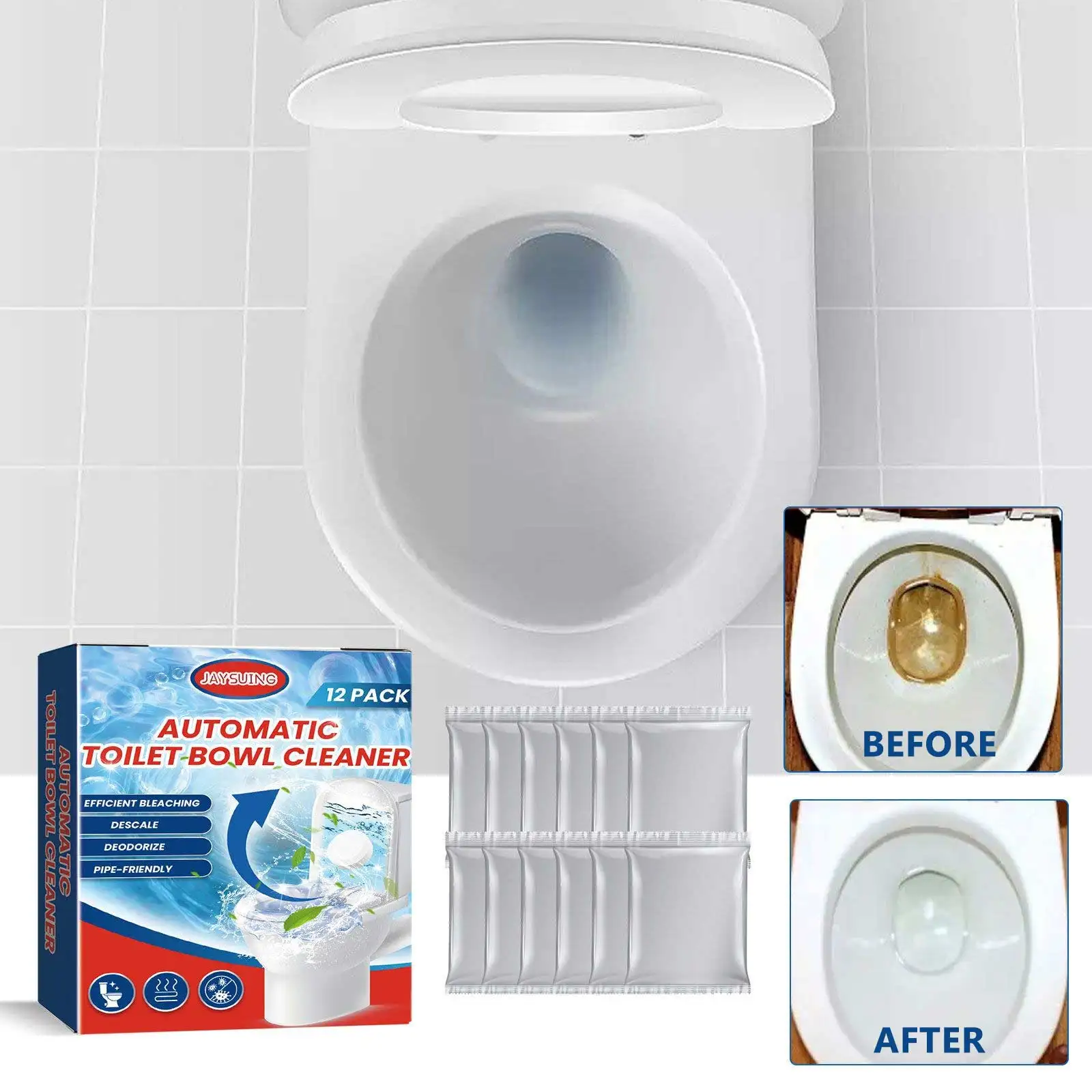 Toiletten reinigung Brause tabletten schneller Entferner Urin fleck Deodorant gelber Schmutz automatische Toiletten schüssel reiniger Tabletten 12St Toiletten reinigung Brause tabletten schneller Entferner Urin fleck Deodorant gelber Schmutz automatische Toiletten schüssel reiniger Tabletten 12St