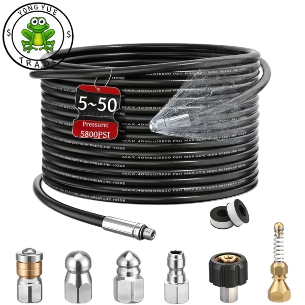 5 ~ 50 m Hochdruckreiniger Kanalisation Abfluss Wasser Reinigung Schlauch 5800PSI Hochdruck Rotierende Reinigung Düse Für Karcher Bosch Lavor