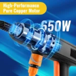 CONENTOOL 21V Kabelloser Hochdruckreiniger 100 Bar Tragbarer Autowascher 6-in-1 Sprühdüse Doppelbatterie Selbstansaugendes Reinigungsset 4