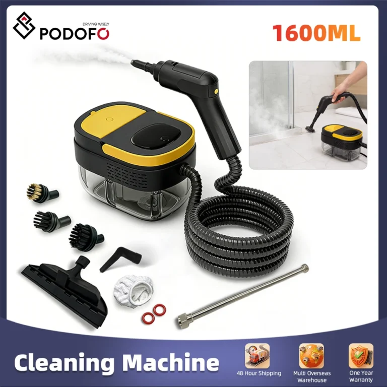 Podofo 2-in-1 Hochdruck-Dampfreiniger, mit 1,6 l Wassertank, handgehaltener Dampfreiniger, 3 einstellbare Geschwindigkeitsstufen, Haushaltsreinigungsgerät für Küche, Dunstabzugshaube, Auto, Smart-Jet-Reinigungsmaschine für Küchenmöbel, Böden, Badezimmer, Autos, Fenster