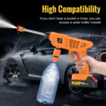 CONENTOOL 50Bar Kabelloser Hochdruckreiniger Tragbarer Reiniger 21V 600W mit Schaumkanne Filter 5M Schlauch für Auto- und Terrassenreinigung 3