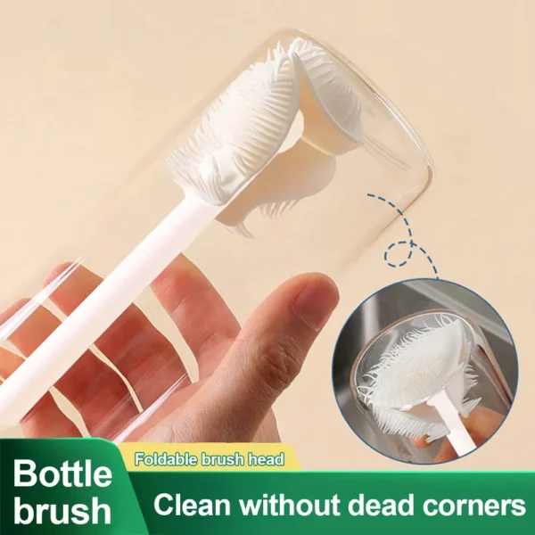 Neue Silikon Tasse Pinsel Klapp Pinsel Kopf Langen Griff Glas Reiniger Weiß Küche Reinigung Werkzeug Trinken Flasche Reinigung Pinsel