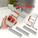 1 Stück + 3 Stück Mini-Mopp + Schwamm-Set |   Selbstauswringender Handmopp, kein Händewaschen nötig, faltbares Reinigungswerkzeug für den Schreibtisch.