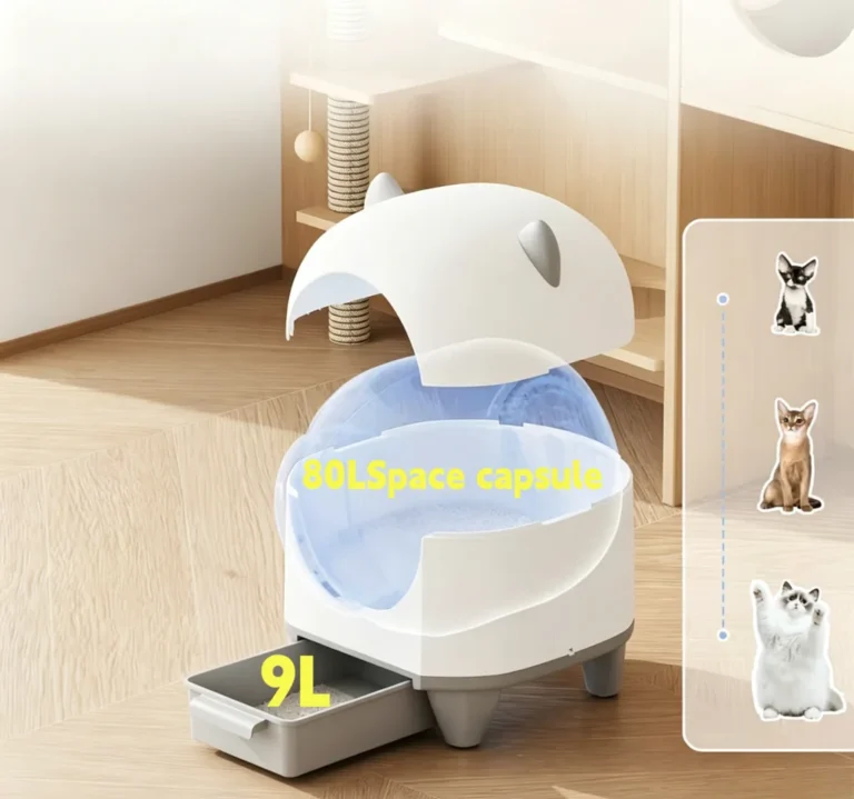 Intelligente Reinigungs-Katzentoilette, 80L Raumkapsel, 9L Katzentoilette, mit Sicherheitssensor, APP-Steuerung, automatische Katzentoilette mit Anti-Einklemm-Funktion, geeignet für Familien mit mehreren Katzen. 2
