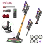 Erabros EV7 550W Motor Kabelloser Staubsauger 70KPa Saugkraft 70 Min. Laufzeit Ladestation Stabstaubsauger mit Aroma-Design