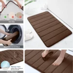 Super saugfähige Badematte, Memory-Schaum-Teppich, rutschfester Badezimmerteppich, Badewanne, seitliche Bodenteppiche, Duschraum, Fußmatte, WC-Fußpolster 5