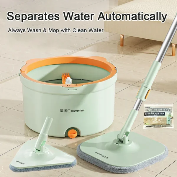 Rotierender Quetschmopp mit Eimersatz und 4 austauschbaren Wischpads 360 ° Cean Mikrofaser Lazy Floor Window Haushaltsreinigungsmopps