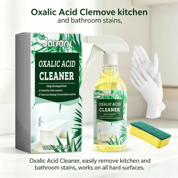 Oxalsäure-Reiniger 100ml Badezimmer & Küche Fleckenentferner mit Schwamm & Handschuhen für Toilette, Fliesen & Fugen Tiefenreinigungsspray