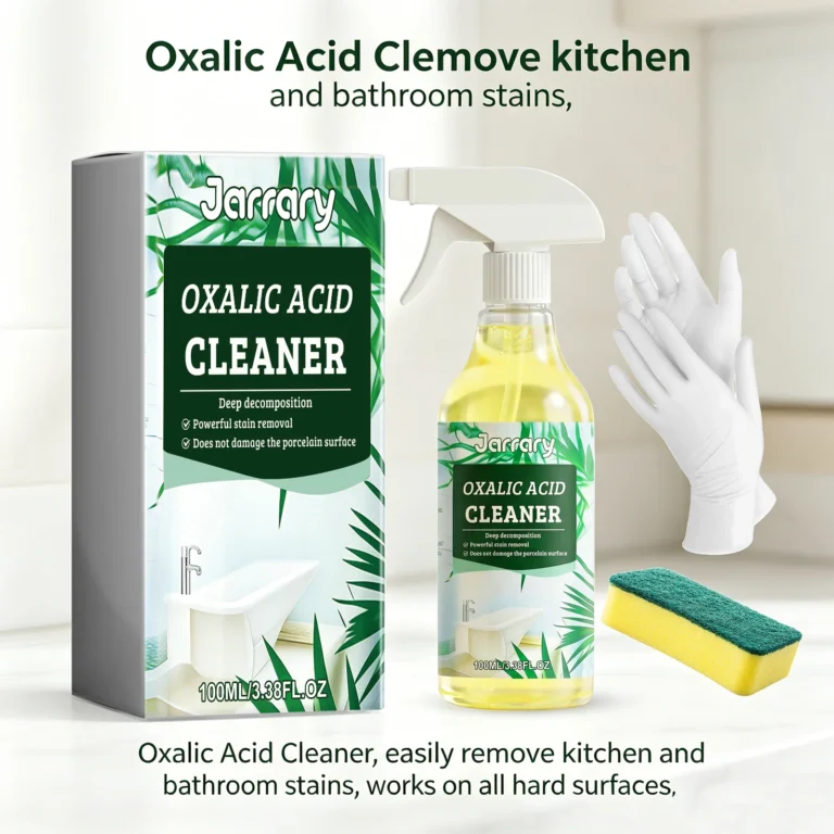 Oxalsäure-Reiniger 100ml Badezimmer & Küche Fleckenentferner mit Schwamm & Handschuhen für Toilette, Fliesen & Fugen Tiefenreinigungsspray