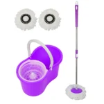 Wisch- und Reinigungseimer-Set, Wischset mit Eimer, mit 2 Mikrofaser-Pads und Wringfunktion, Wischmopp für Marmorböden, Fliesen
