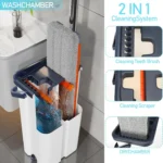 1 Set Flachmopp mit Auswringer, 6 Mikrofaser-Pads, Verlängerter Stiel, Geeignet für Alle Bodenarten 4