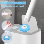Toilettenbürste und Halter-Set mit Einweg-Nachfüllköpfen, Reinigungsset, Badezimmer-Reinigungsbürste, WC-Zubehör 6
